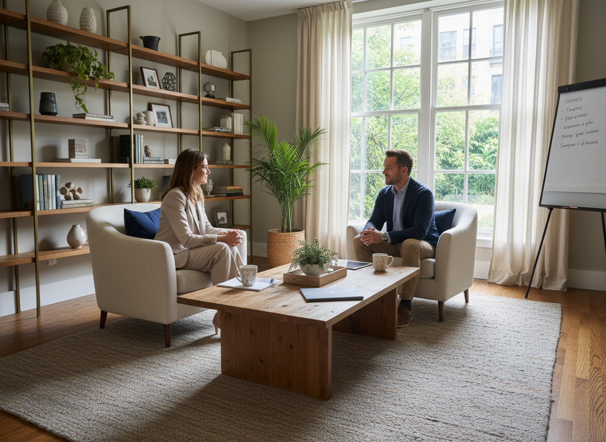 A coaching session in a comfortable office