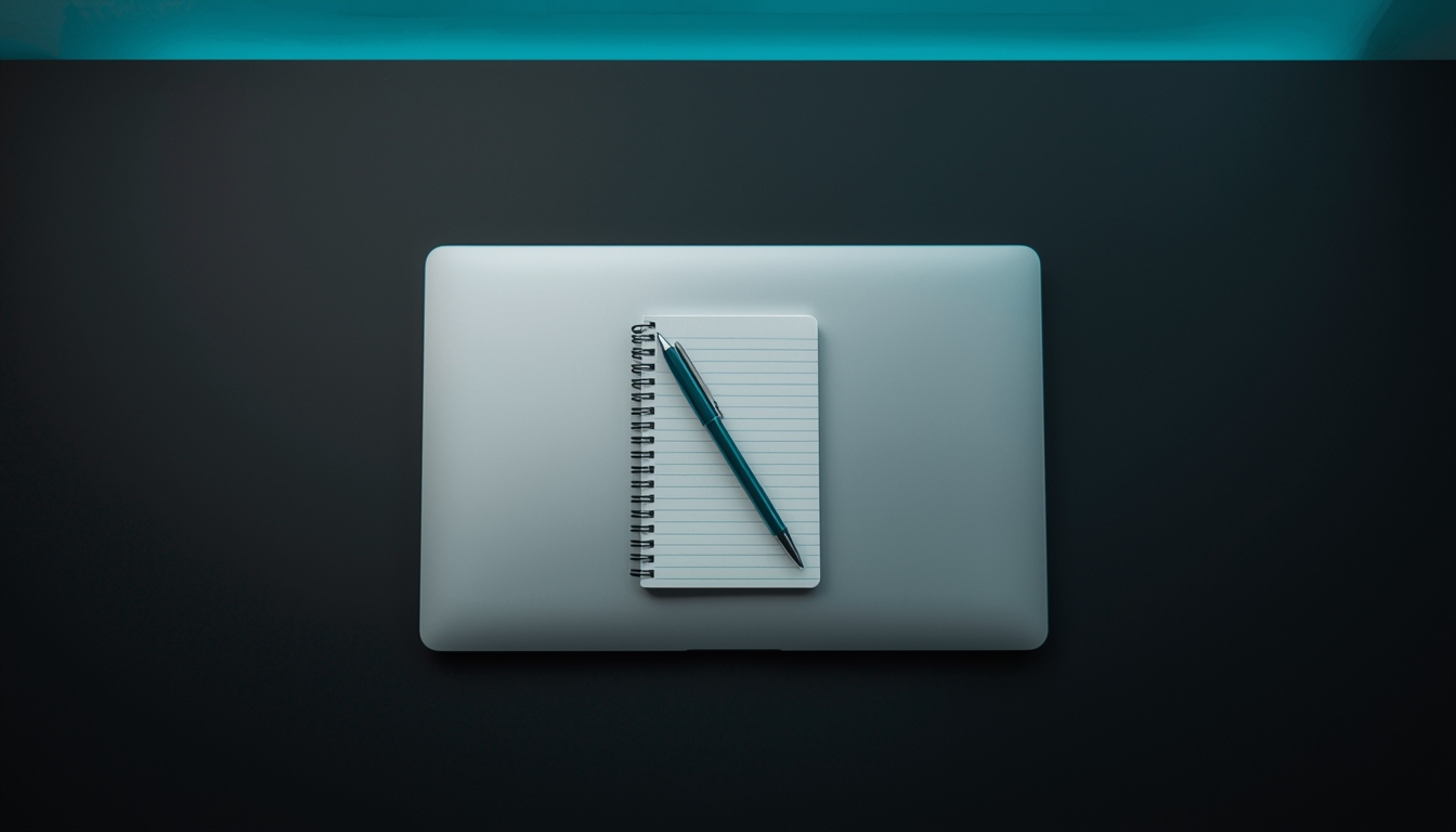A laptop on a dark desk showing a follow-up system