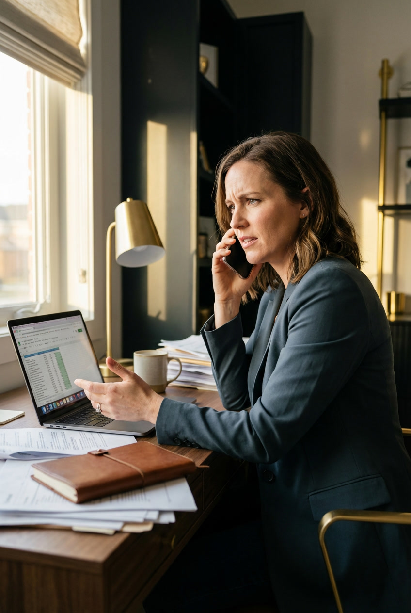 A coach carrying the mental load of follow-ups she has not sent